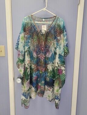 Bon Voyage Women's Beach Cover-Up One Size Multicolor Floral Anml Prt Sheer NWT
